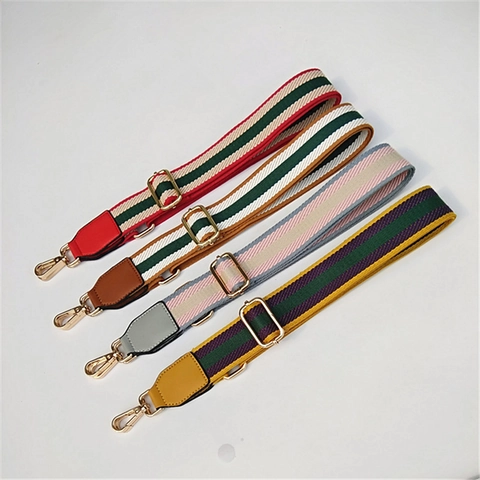 Brede Verstelbare Gekleurde Gestreept Tasriem Vervanging Polyester Dames Schouder Crossbody Tas Etnische Stijl Handtas Riem