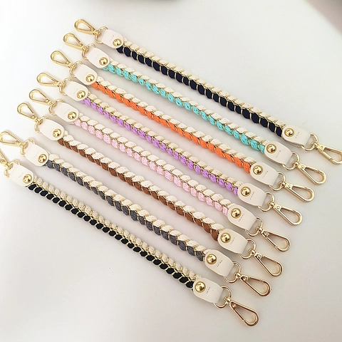 Braided Bag Strap Replacement Handle For Women Ethnic Woven Yarn Handbag Accessory With Metal Lobster Clasp Faux Leather Ends