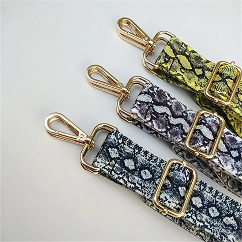 Adjustable Snake Skin Pattern Bag Strap Polyester Shoulder Crossbody Replacement Belt With Metal Buckle Wide Bag Accessories