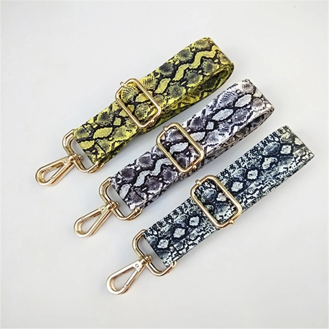 Bandoulière De Sac Réglable Motif Serpent Imprimé Python Sangle En Nylon Sac À Bandoulière Avec Boucles En Métal Doré