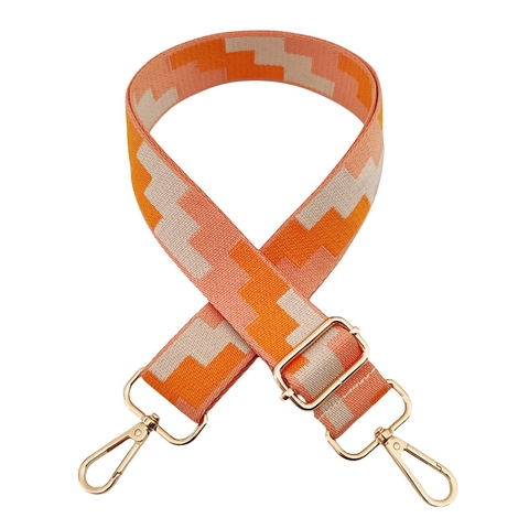 Moderner Geometrischer Jacquard Breiter Ersatz Taschengurt Verstellbarer Polyester Schultergurt Mit Goldlegierung Schnallen Für Handtaschen Damen Accessoires
