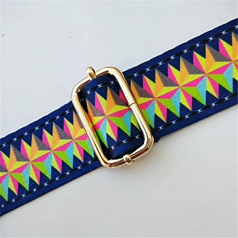 Wide Adjustable Replacement Bag Strap Colorful Ethnic Bohemian Pattern Fabric Gold Metal Hooks For Handbags Shoulder Bags