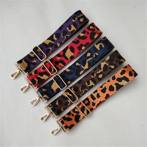 Leopard Print Bag Strap Adjustable Nylon Replacement Wide Shoulder Belt For Crossbody Handbags Messenger Purse Style