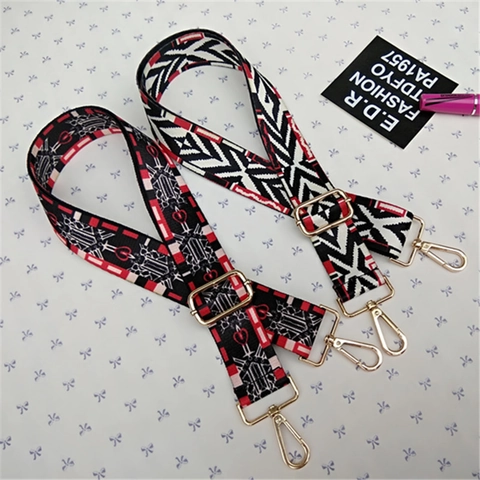 Adjustable Replacement Shoulder Strap Cotton Webbing Ethnic Geometric Pattern Colorful Crossbody Purse Belt Accessory