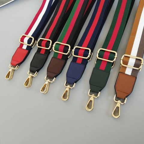 Verstelbare Brede Schouderband Voor Handtassen Etnische Stijl Gestreept Katoenen Band Vervangende Tasriem Met Metalen Sluiting