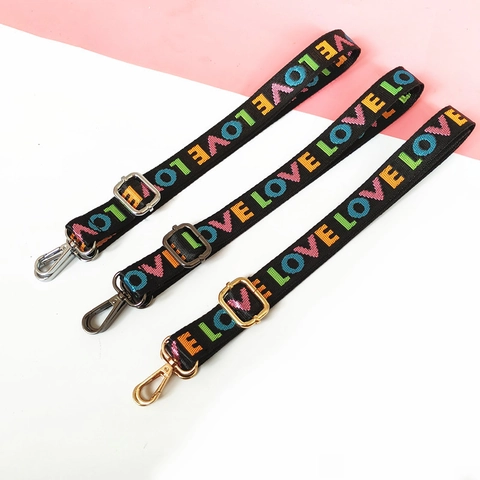 Verstelbare Brede Schoudertasriem Nylon Vervangende Singelband Jacquard LOVE Letter Ontwerp Crossbody Handtas Accessoire