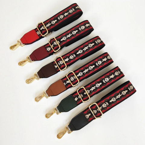 Ethnic Geometric Jacquard Wide Replacement Bag Strap Adjustable Polyester Shoulder Strap For Crossbody Bags Women Accessories