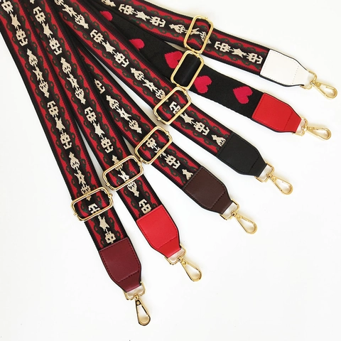 Ethnic Geometric Jacquard Wide Replacement Bag Strap Adjustable Polyester Shoulder Strap For Crossbody Bags Women Accessories