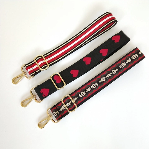 Vervangende Schouderriem Breed Verstelbaar Polyester Katoen Singelband Voor Crossbodytas Etnische Strepen Hart Patronen