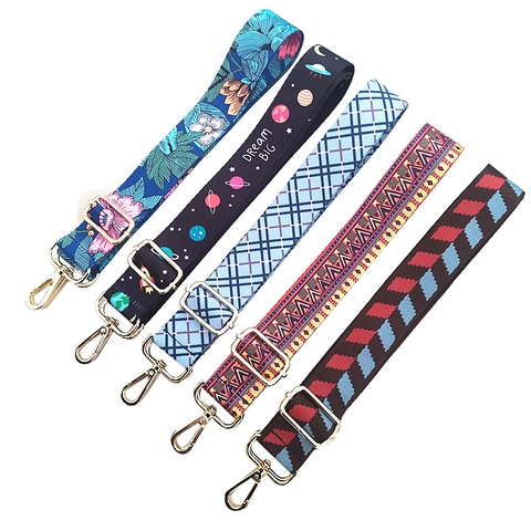 Tracolla Ricambio Larga Stile Etnico Regolabile Tessuto Borsa Spalla Ganci Girevoli Versatile