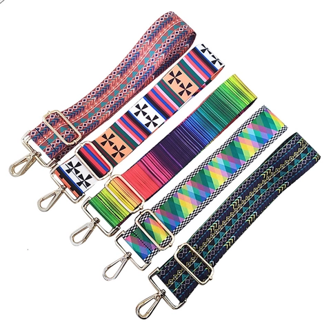 Tracolla Larga Per Borsa Sostituzione Regolabile Stile Etnico Bohemien Cinturino Colorato Ganci In Metallo