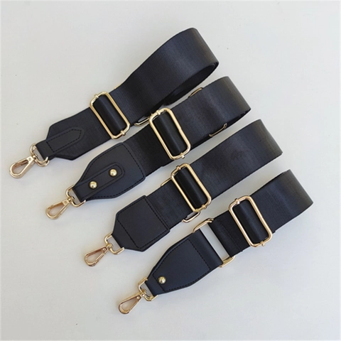 Solid Color Wide Nylon Shoulder Strap Adjustable Replacement Crossbody Bag Strap With Metal Buckles For Men Women
