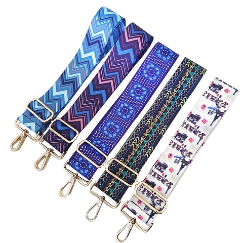 Tracolla Larga Per Borsa Sostituzione Regolabile Stile Etnico Bohemien Cinturino Colorato Ganci In Metallo
