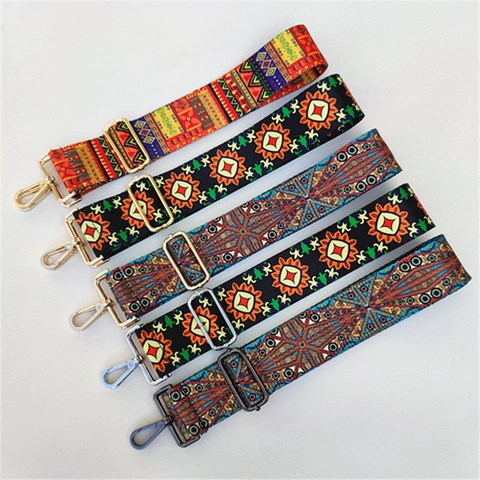 Ethnic Wide Bag Strap Polyester Adjustable Bohemian Replacement Crossbody Shoulder Strap For Women Handbags Hardware Accessories