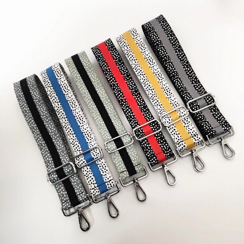 Wide Adjustable Bag Strap Polyester Replacement Shoulder Belt With Metal Buckle Dot Pattern Colorful For Crossbody Bag