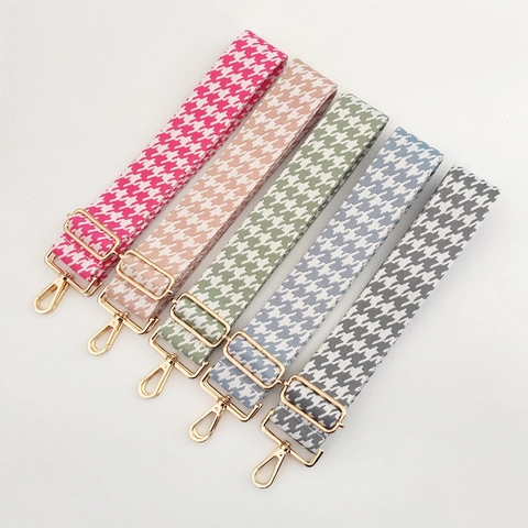 Adjustable Wide Shoulder Bag Strap Houndstooth Woven Fabric Replacement Belt For Crossbody Handbags Women Accessory