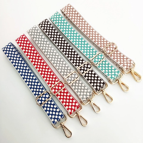 Wide Bag Strap Replacement Adjustable Jacquard Embroidered Webbing Shoulder Crossbody Handbags With Metal Buckles Fashion