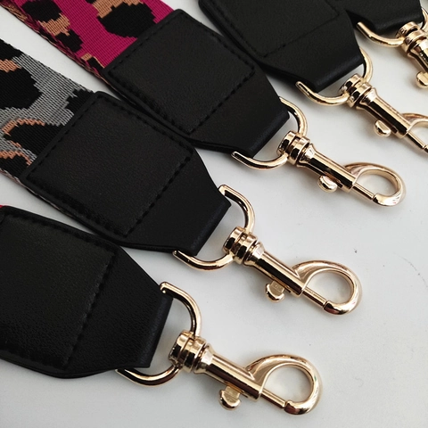 Leopard Print Nylon Bag Strap Wristlet Replacement Handbag Handle Strap With Metal Hook For Women Fashion Accessory
