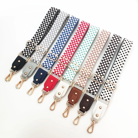Wide Bag Shoulder Strap Replacement Adjustable Jacquard Embroidered Geometric Ethnic Style Crossbody Purse Belt Canvas