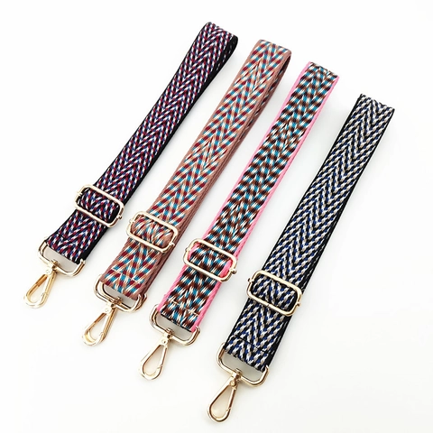 Breiter Gewebter Taschengurt Ersatz Verstellbare Baumwollmischung Schultergurt Crossbody Gurt Geometrisches Muster Damen Handtaschen Zubehör