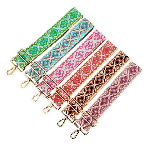 Ethnic Jacquard Wide Shoulder Strap Adjustable Replacement Bag Belt For Crossbody Handbags Bohemian Style Polyester Cotton