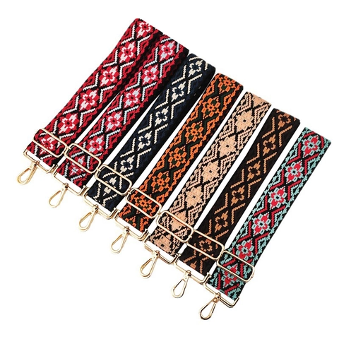 Ethnic Jacquard Wide Shoulder Strap Adjustable Replacement Bag Belt For Crossbody Handbags Bohemian Style Polyester Cotton