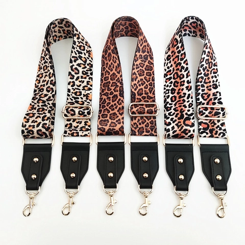 Damen Verstellbarer Leopardenmuster Ersatz-Schultergurt Breiter Polyester-Taschengurt Mit Goldenen Metallschnallen Modeaccessoires