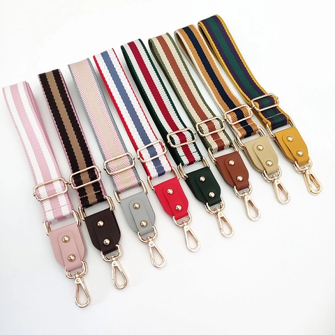 Verstellbarer Breiter Schultergurt Bunt Gestreifter Ersatz Polyester Baumwolle Gürtel Für Handtaschen Umhängetasche Damen Zubehör