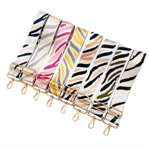 Adjustable Nylon Wide Shoulder Bag Strap Zebra Pattern Replacement Crossbody Purse Belt Accessories Modern Style
