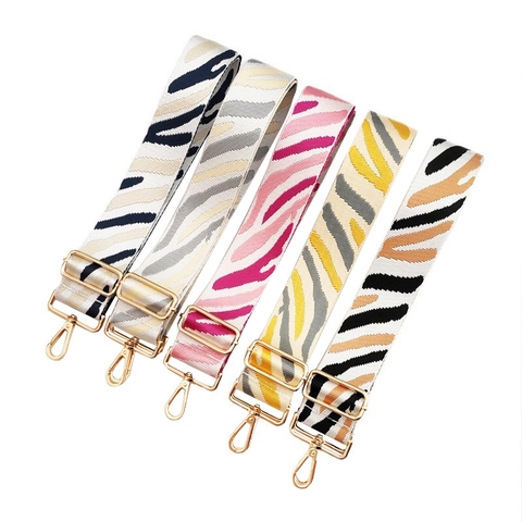 Adjustable Nylon Wide Shoulder Bag Strap Zebra Pattern Replacement Crossbody Purse Belt Accessories Modern Style