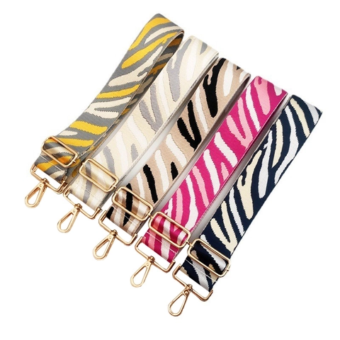 Tracolla Larga Regolabile In Nylon Tessuto Trama Zebra Cintura Di Ricambio Per Borsa Con Fibbie In Metallo