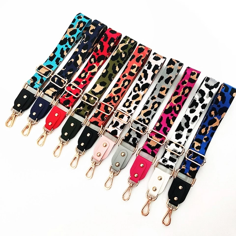 Tracolla Larga Con Stampa Leopardata Regolabile In Nylon Per Borse A Tracolla Con Gancio In Metallo