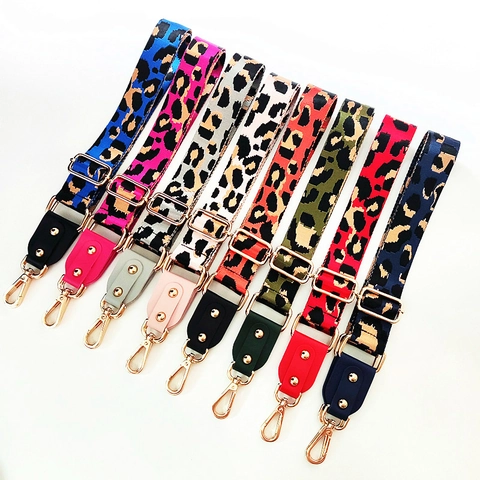 Tracolla Larga Con Stampa Leopardata Regolabile In Nylon Per Borse A Tracolla Con Gancio In Metallo