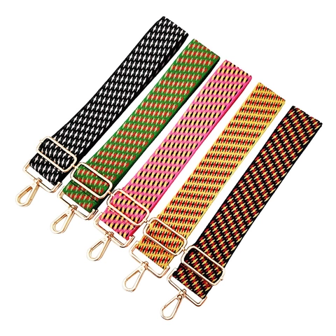 Verstellbarer Breiter Taschenriemen Bunte Geometrische Jacquard Gewebte Schulter Crossbody Gürtel Ersatz Polyester Gurt Damen Zubehör
