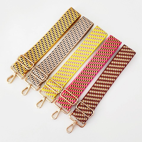 Verstellbarer Breiter Taschenriemen Bunte Geometrische Jacquard Gewebte Schulter Crossbody Gürtel Ersatz Polyester Gurt Damen Zubehör
