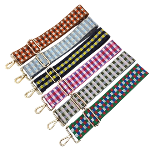 Wide Bag Strap Adjustable Woven Nylon Replacement Shoulder Crossbody Belt Geometric Plaid Pattern For Women Handbags