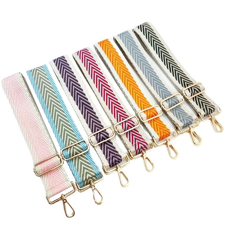Wide Adjustable Bag Strap Polyester Cotton Arrow Pattern Replacement Shoulder Strap For Crossbody Bags Metal Buckles