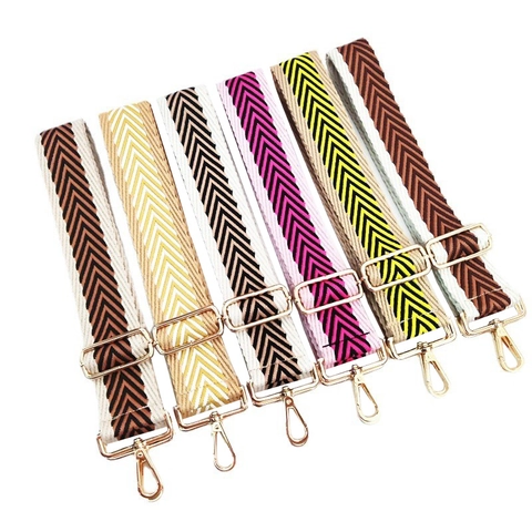Wide Adjustable Bag Strap Polyester Cotton Arrow Pattern Replacement Shoulder Strap For Crossbody Bags Metal Buckles