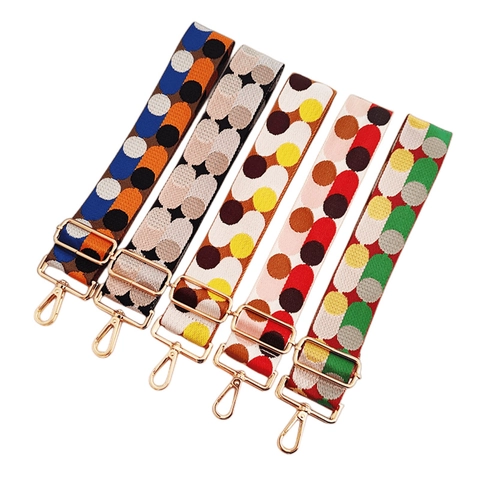 Adjustable Wide Bag Strap Polyester Cotton Woven Jacquard Colorful Polka Dot Crossbody Shoulder Bag Replacement For Women