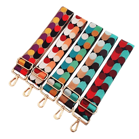 Adjustable Wide Bag Strap Polyester Cotton Woven Jacquard Colorful Polka Dot Crossbody Shoulder Bag Replacement For Women