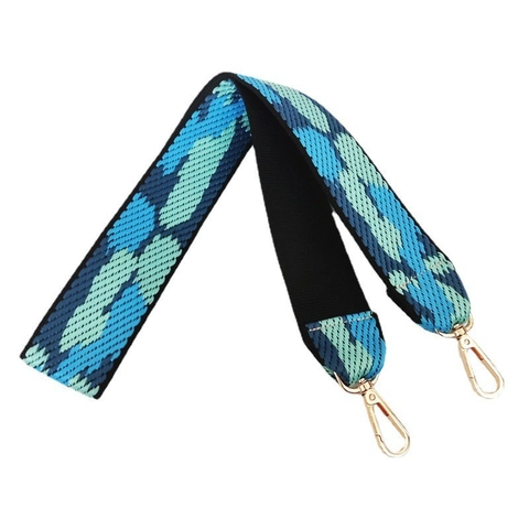 Wide Braided Bag Strap Women Crossbody Shoulder Handbag Colorful Polyester Cotton Geometric Webbing Gold Metal Hook