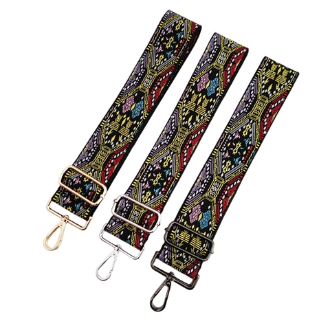Wide Shoulder Strap Replacement Polyester Cotton Adjustable Ethnic Bohemian Jacquard Pattern Crossbody Bag Accessory Vintage Style