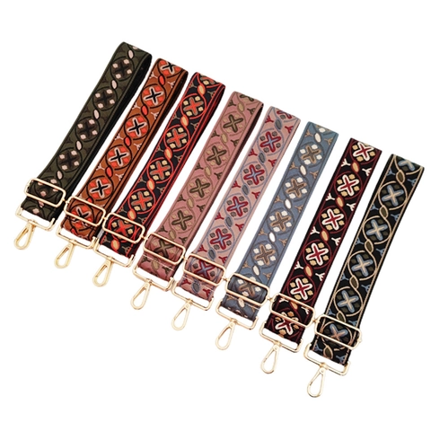 Adjustable Wide Bag Strap Polyester Cotton Jacquard Bohemian Style Vintage Replacement Shoulder Crossbody Belt For Women