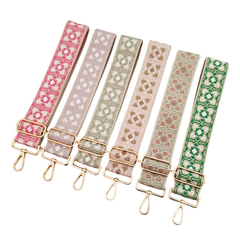 Bohemian Ethnic Geometric Pattern Wide Shoulder Strap Adjustable Replacement For Crossbody Handbags Jacquard Weave