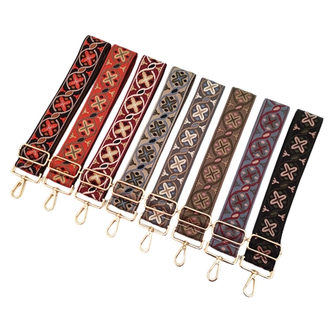 Adjustable Wide Bag Strap Polyester Cotton Jacquard Bohemian Style Vintage Replacement Shoulder Crossbody Belt For Women