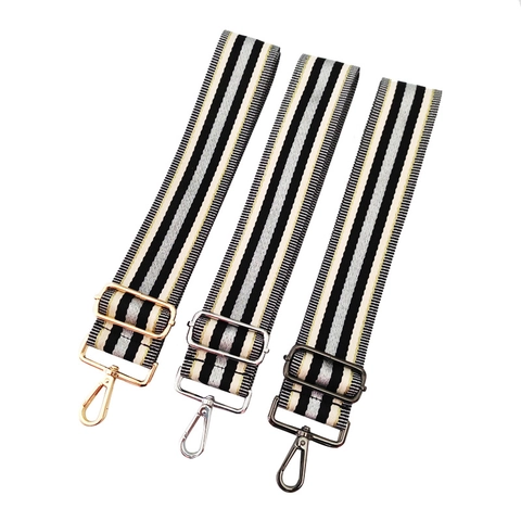 Polyester Lurex Verstellbarer Schultergurt Gestreifter Breiter Umhängetaschen Ersatz Metall Schnalle Schickes Accessoire