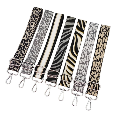 Adjustable Bag Shoulder Strap Wide Woven Replacement Belt For Crossbody Handbags Leopard Zebra Pattern Metallic Thread Elegant