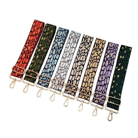 Correa De Bolso Con Estampado De Leopardo Ajustable Correa De Repuesto Tejida Con Satén Dorada Metálica Para Bolsos
