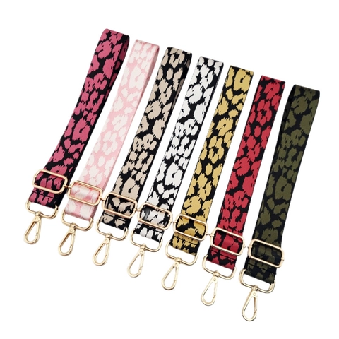 Adjustable Wide Bag Strap Leopard Print Jacquard Polyester With Metal Buckle For Crossbody Shoulder Bags Replacement Stylish