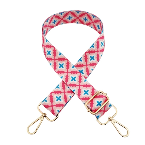 Adjustable Wide Bag Strap Replacement Polyester Colorful Floral Geometric Print Shoulder Crossbody Belt With Metal Buckle